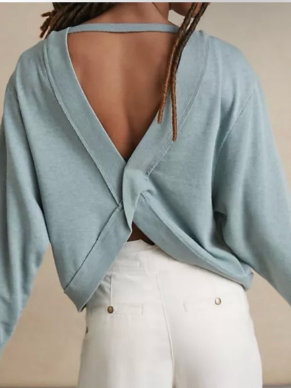 Anthropologie Pilcro Ryanne Open Back Sweater Sage Green Size S